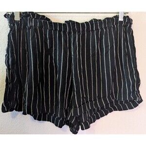 American Eagle Women's Black & White Striped Shorts Size L Large (35") (421)
